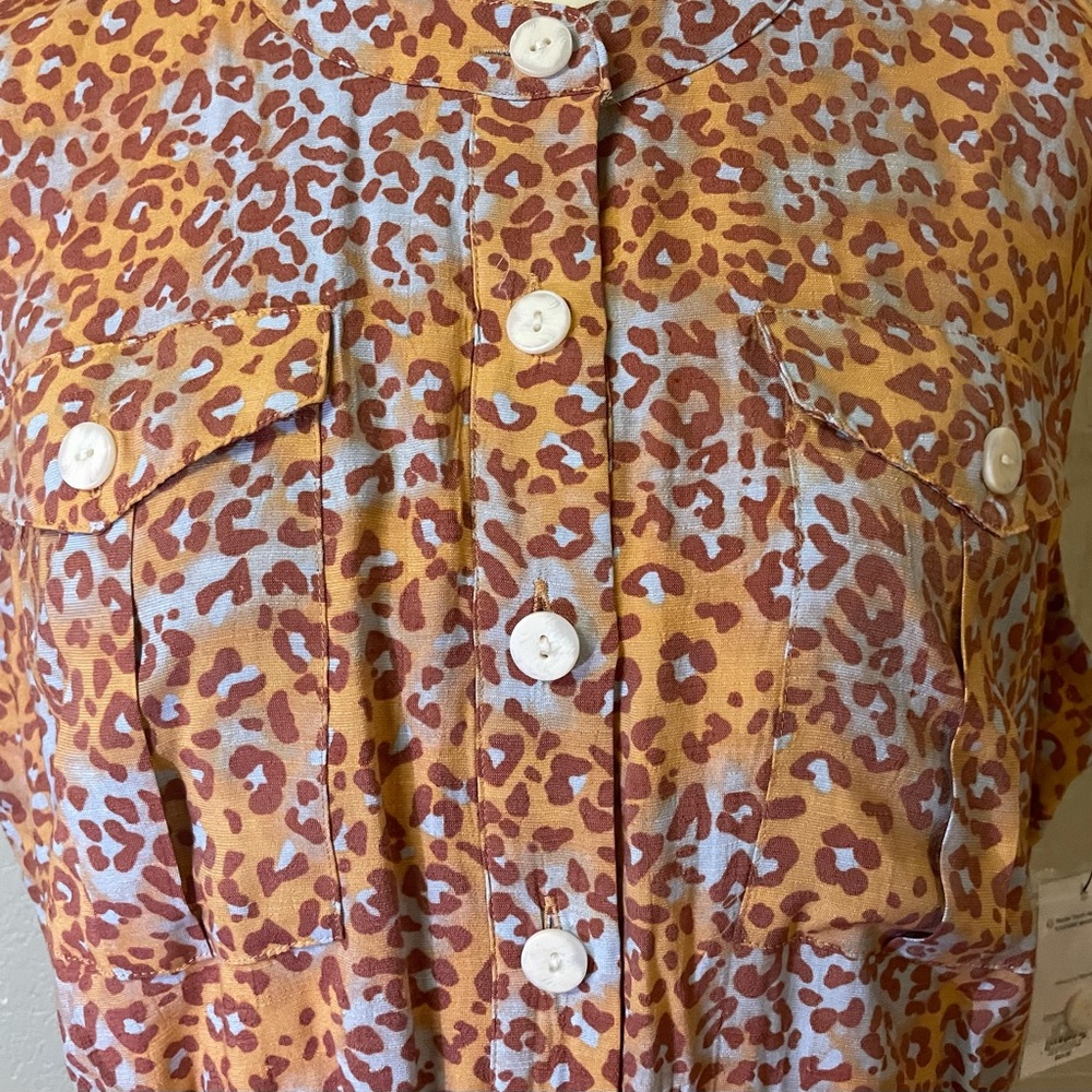 Nine West NWT sleeveless, button-down dress. Beautiful blue & rust fall colors. - Picture 2 of 6